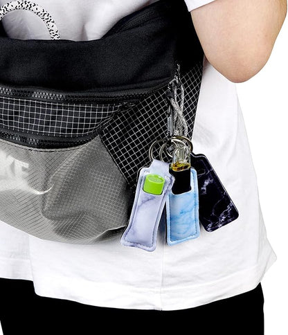 Marble Chapstick Holder Keychains Lipstick Sleeve Pouch Lip Gloss