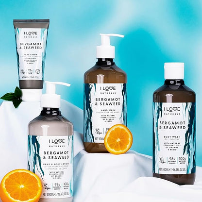 I Love Naturals Bergamot and Seaweed Hand and Body Lotion - Moisturizing Lotion for Dry Skin - Coconut Oil and Shea Butter Lotion - 16.9 oz