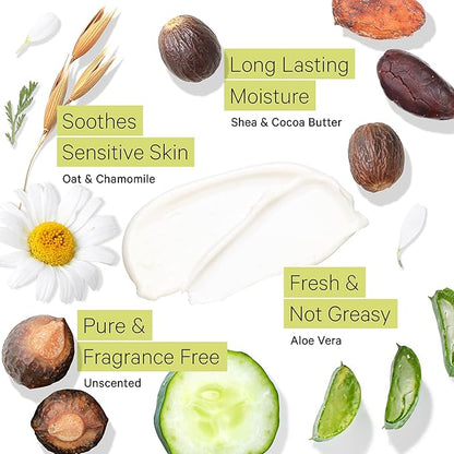 Tree to Tub Unscented Shea Butter Body Lotion for Dry Skin & Unscented Body Wash for Sensitive Skin - pH Balanced Fragrance Free Sensitive Lotion and Body Wash for Women & Men - Sulfate Free