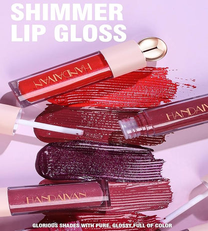 Shimmer Lip Gloss,Shine Liquid Lipstick Glossy Shimmer Finish, Glitter Sparkly Smooth Primer Lip Tint,Moisturizing Matte Lip Glaze Fine Glitter Waterproof Non-Stick Cup for Girls Women(#06)