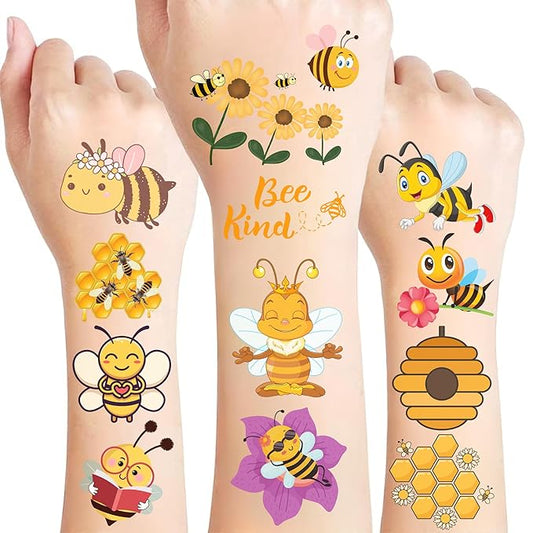 Bee Temporary Tattoo - 50Pcs Bee Birthday Party Festival Décor