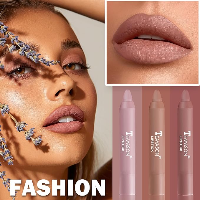 3PCS Nude Lipstick Set Matte Lip Stick Waterproof Long