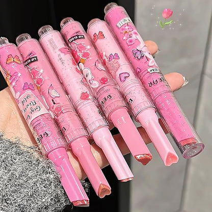 3 Colors Jelly Lipstick Gift Set, Tinted Heart Shape Lip Stain Lip Gloss, Mirror Hydrating Jelly Love Lipstick, Moisturizing Tinted Lip Balm, Vivid Color Glossy Lip Makeup for Girls (B)