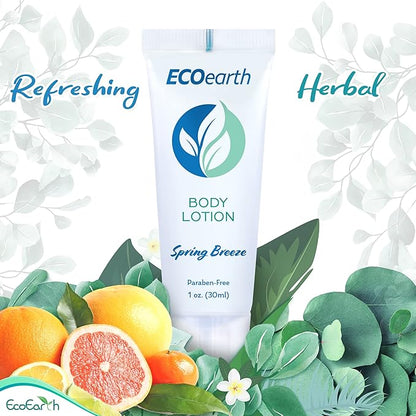 EcoEarth Travel Size Lotion (1 fl oz, 100 PK, Spring Breeze), Delight Your Guests with an Invigorating and Refreshing Body Lotion, Quality Mini and Small Size Guest Hotel Toiletries in Bulk
