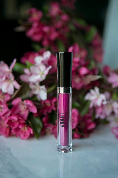 Aromi Matte Liquid Lipstick | Long-Lasting, Smudge Proof, Purple Magenta Lip Color, Waterproof, Pink Raspberry, Paraben, Phthalate, + Gluten Free (Forbidden Fuchsia)