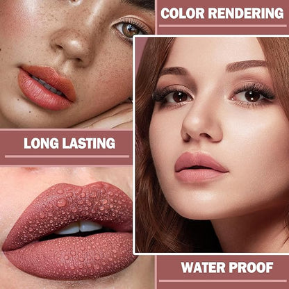 3PCS Nude Lipstick Set Matte Lip Stick Waterproof Long