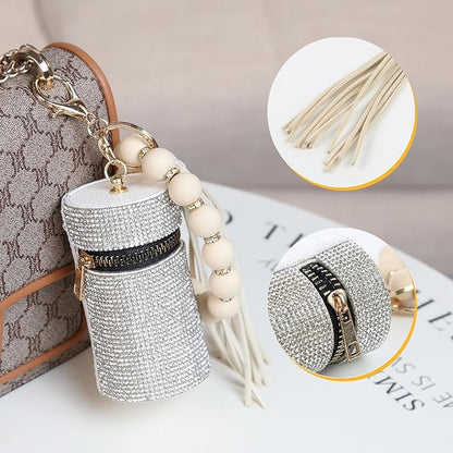 Lipstick Keychain, Leather Diamond Lip Gloss Holder, Stylish Gloss