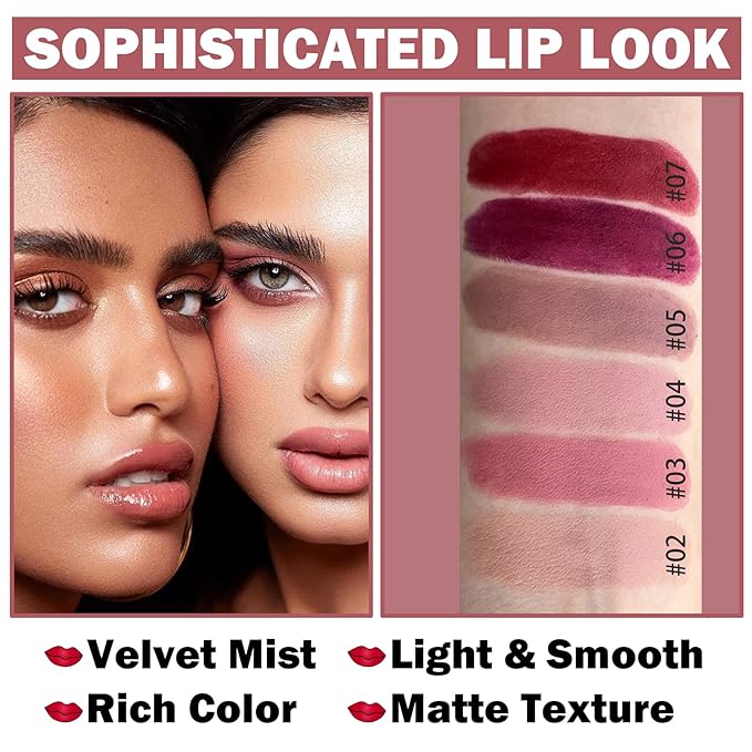 4PCS Nude Matte Lipstick Set Long-lasting Moisturizing Lipstick Set Velvet Lip Gloss Waterproof Labiales Set for Women-01 Clear,02 Nude,04 Light Pink,05 Amber