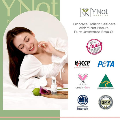 Y-Not Natural Ultra Pure Australian Emu Oil - Luxury, Hospital Grade Emu Oil 100ml | Free Range Aboriginal Omega 3, 6 & 9 Oil - The Ultimate Moisturizer for Skin, Hair, Nails, and Scalp