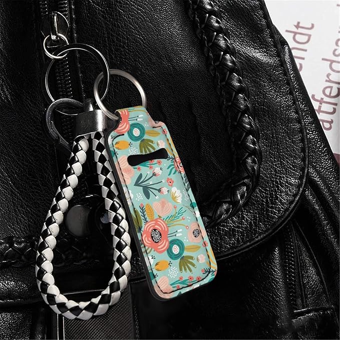 Horeset Women's Chapstick Holder Keychain Slim Simple Lipstick Gloss