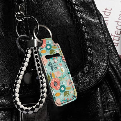 Horeset Women's Chapstick Holder Keychain Slim Simple Lipstick Gloss
