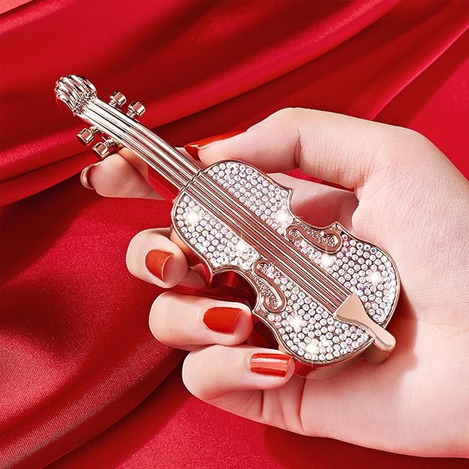 2Pcs Creamy Burnt Red Lipstick Set with Violin Package, Long Lasting Waterproof Velvet Retro Red Lip Gloss, Nice Package for Women Girls