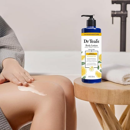 Dr Teal's Body Lotion, Lemon Prebiotic Lemon Balm & Essential Oils, 18 oz (Pack of 3)