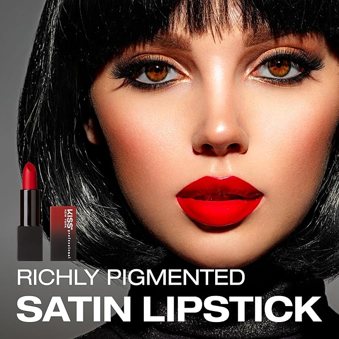 KISS NEW YORK Professional Rich Pigmented Lipstick, Smooth&Creamy Satin Finish, Long Lasting, Infused with Shea Butter and Vitamin E (Haze)