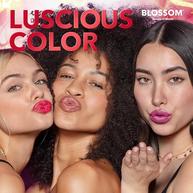 Blossom Marble Shimmer Lip Balm Moisturizing Lipstick with Shea Butter, Jojoba, Olive Oil, 0.12oz/3.5g, Luscious