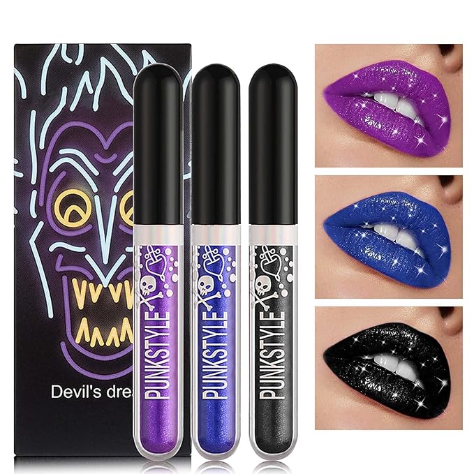 3 PCS Matte Glitter Liquid Lipstick Set,Shimmer Diamond Glitter
