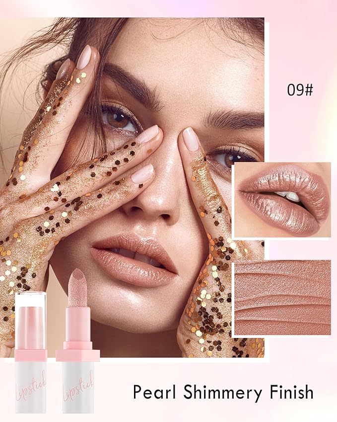 Glitter Lipstick for Women, Shimmer Sparkly Lipstick Long Glitter