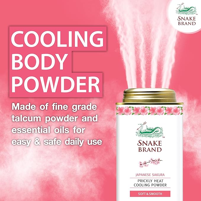 Snake Brand Prickly Heat Cooling Powder for Everyday / 280g) 9 Oz