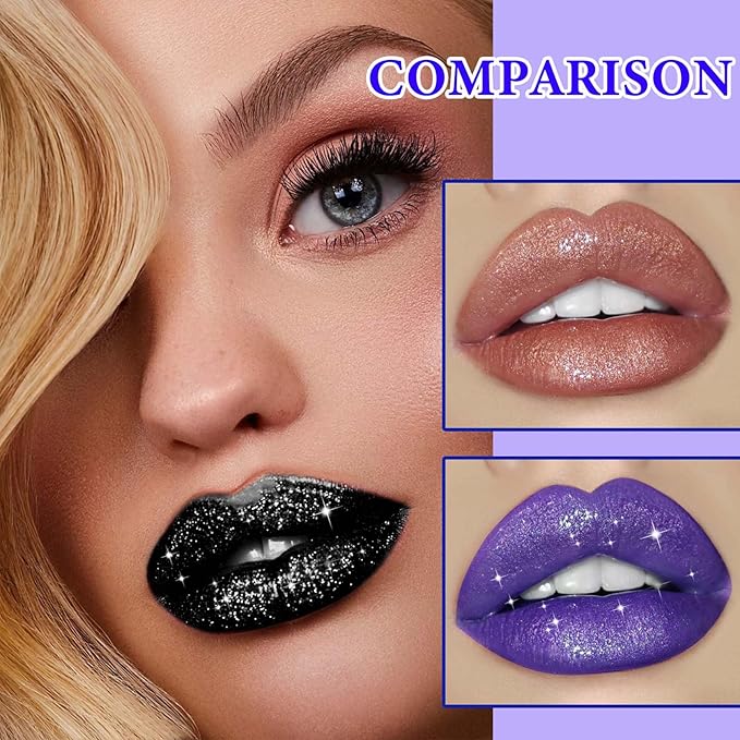 3 PCS Matte Glitter Liquid Lipstick Set,Shimmer Diamond Glitter