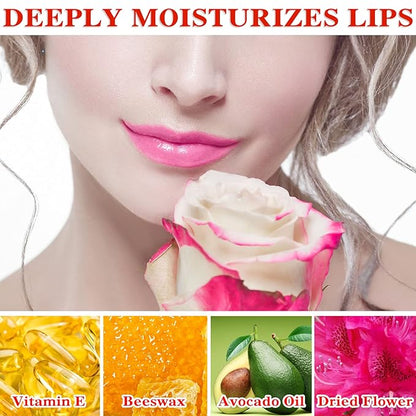 2 Pack Crystal Jelly Flower Lipstick,Magic Temperature Color Change Lip Gloss Lip Stick PH Clear Magic Lipstick Long Lasting Nutritious Moisturizing Lip Balm（Set C）