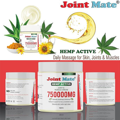 Hemp Cream HIGH Strength for Joint & Muscle Natural Massage Knee Hands Feet Shoulder Neck Lower Back- Non GMO- Clean- Organic Relief rub Balm