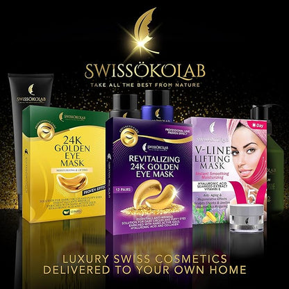 SWISSÖKOLAB Under Eye Patches For Puffy Eyes 24k Gold Eye Mask Dark Circles And Puffiness Collagen Eye Gel Pads Moisturizing & Reducing Wrinkles Anti-Aging Hyaluronic Acid (Revitalising)
