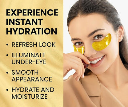 Stylia Under Eye Patches for Dark Circles and Puffy Eyes (30 Pairs) - 24k Gold Under Eye Mask with Vitamin C, Hyaluronic Acid, Pearl Extract - Eye Masks for Dark Circles and Puffiness