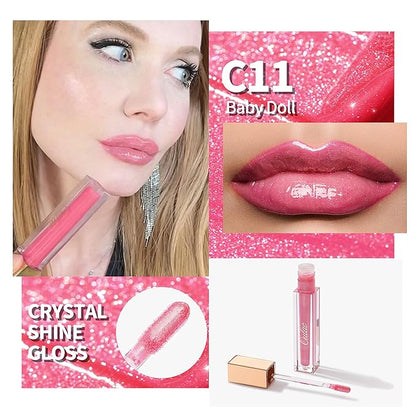 Oulac Hydrating Lip Gloss with Mirror Finish Moisturizing & Reduce Fine Lines Lip Oil Refuse Chapped Lips Non Sticky Lip Gloss for Girls Women, 4.5ml/0.15fl.oz, Baby Doll(C11)
