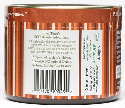 Shea Terra Organics 100% Organic Cold-Pressed Virgin Shea Butter | Natural Anti-Aging Daily Skin, Nails & Hair Cream to Soften Dry Patchy Skin & Cuticles, Reduce Wrinkles, & Condition Hair – 6 oz