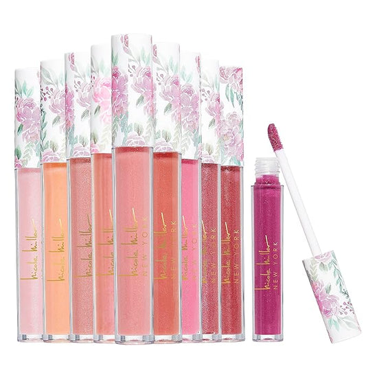 Nicole Miller Lip Gloss Collection, 10 Count (Pack of 1), Flowery Pink