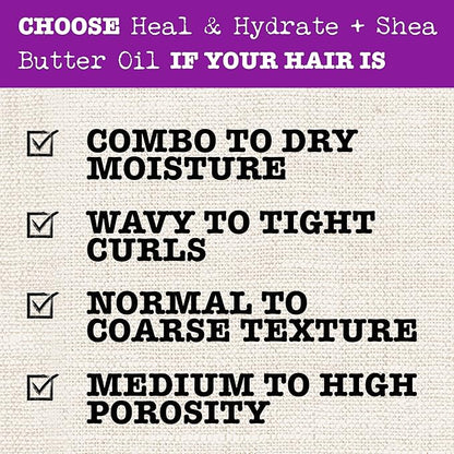 Maui Moisture Heal & Hydrate + Shea Butter Hair Mask & Leave-In Conditioner Treatment to Deeply Nourish Curls & Help Repair Split Ends, Vegan, Silicone, Paraben & Sulfate-Free, 12 Ounce