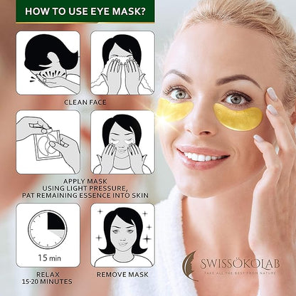 SWISSÖKOLAB Double Chin Reducer V Line Lifting Mask + Under Eye Patches For Puffy Eyes 24k Gold Eye Mask For Dark Circles