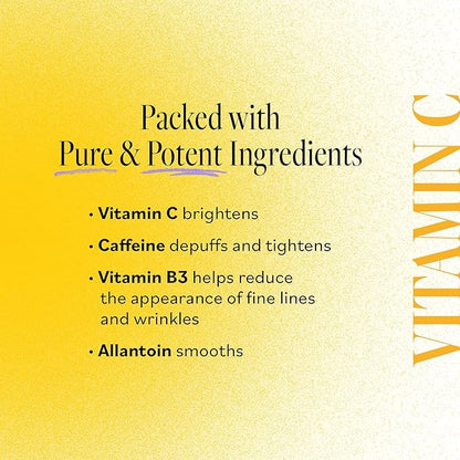 Derma E Vitamin C Bright Eyes Hydro Gel Under Eye Patches (5 Pairs), Allantoin, Caffeine & Vitamin B3, Eye Masks to Helps Reduce Fine Lines, Wrinkles, Dark Circles & Puffy Eyes,10 Ct