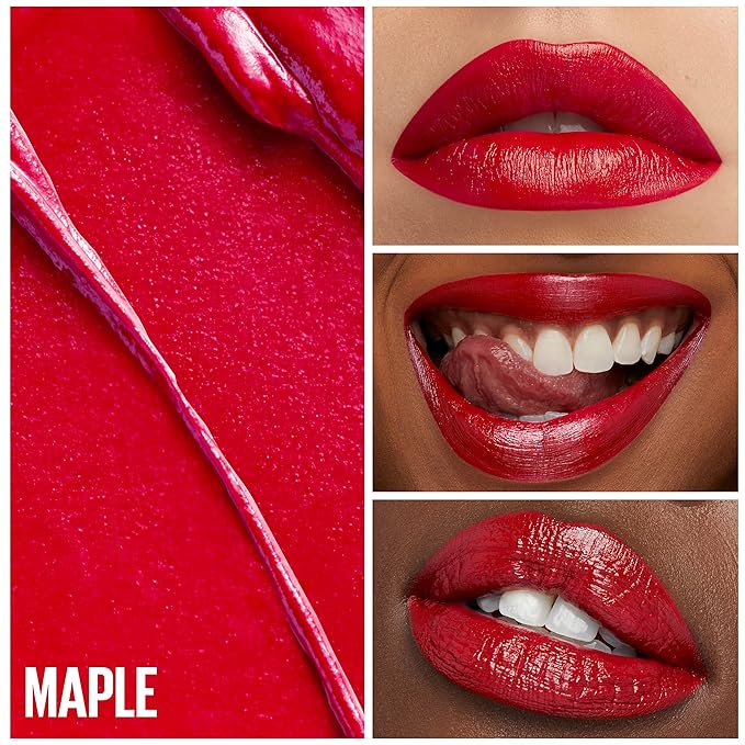 Maybelline Green Edition Butter Cream High-Pigment Bullet Lipstick, Maple, Bright Red, 0.12 oz