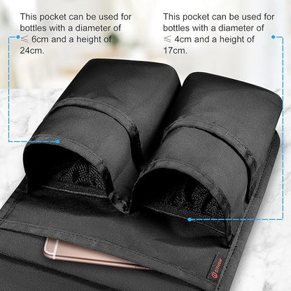 SITHON Massage Bottle Bag, Professional Massage Therapist Holster for 2 Bottles, Lotion Oil Waist Holder Organizer with Adjustable Belt, Multiple Pockets (Bag Only) (Black)