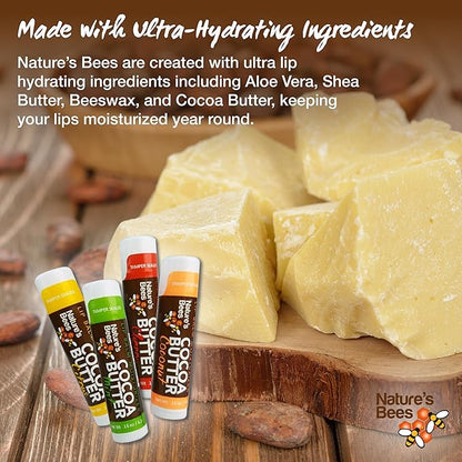 Nature's Bees, Cocoa Butter Lip Balms, Lip Moisturizer Treatment - Pack of 72, (Original Variety Assortments - Original, Olive Oil, Mango Butter, Shea Butter)