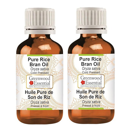 Pure Rice Bran Oil (Oryza Sativa) Cold Pressed (Pack of Two) 100ml X 2 (6.76 oz)