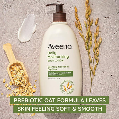 Aveeno Sheer Hydration Daily Moisturizing Fragrance-Free Lotion with Nourishing Prebiotic Oat, Fast-Absorbing Body Moisturizer for Dry Skin with Lightweight, Breathable Feel, 12 fl. oz